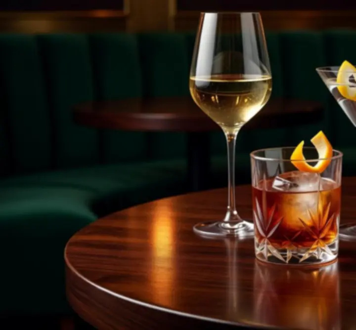 Selectie van cocktails op een tafel in de bar van Lumiar Room.