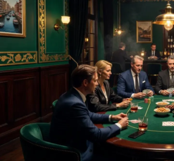 Sfeervolle barsetting met pokertafel en warme verlichting bij Lumiar Room