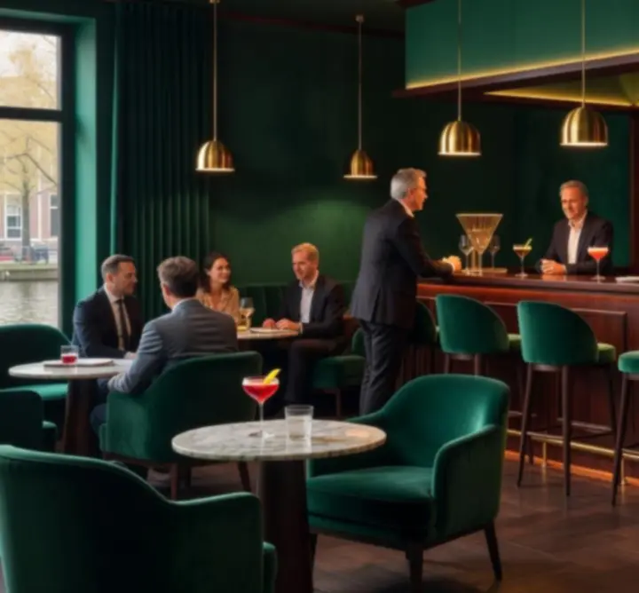 Stijlvol barinterieur met warme verlichting bij Lumiar Room
